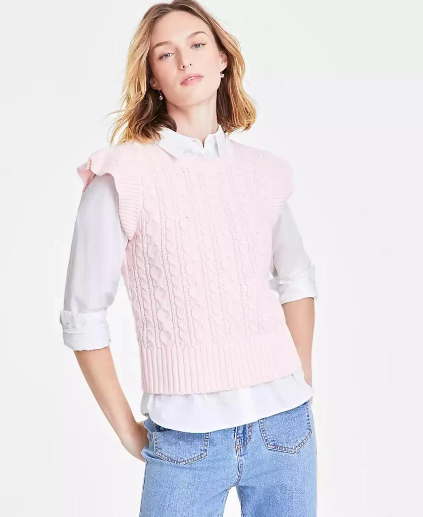 On 34th Women
s Cable-Knit Flutter-Sleeve Sweater, Exclusively at Macy
s 1