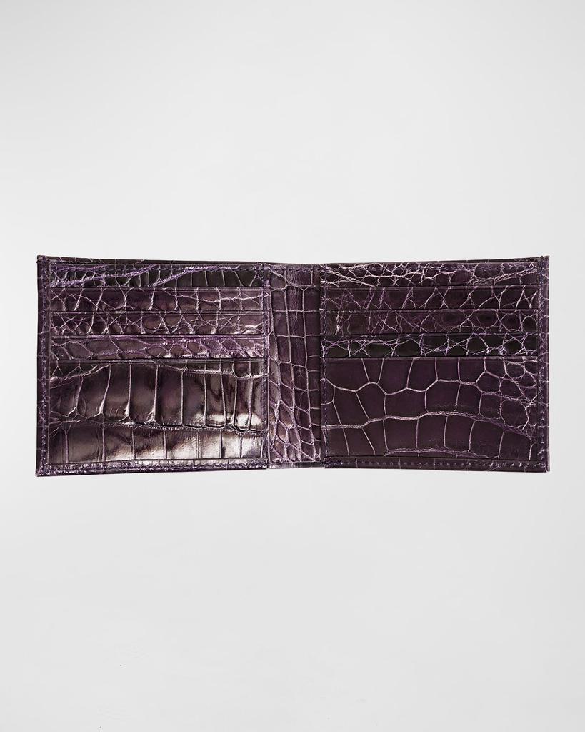 Abas Slim Alligator Bi-Fold Monogram Wallet