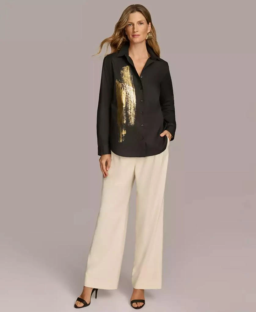 Donna Karan New York Women's Metallic Detail Button-Down Shirt 5