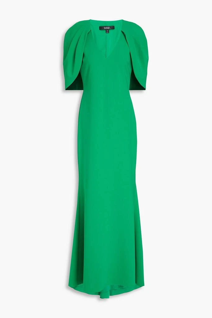 badgley mischka pleated stretch crepe wrap-effect dress Badgley Mischka Pleated Stretch Crepe Wrap-Effect Dress