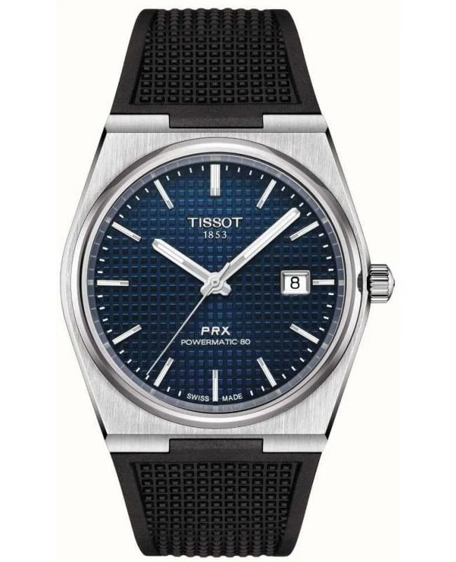 Tissot Tissot PRX Powermatic 80 Automatic Blue Dial Black Rubber Strap Men's Watch T137.407.17.041.00 1