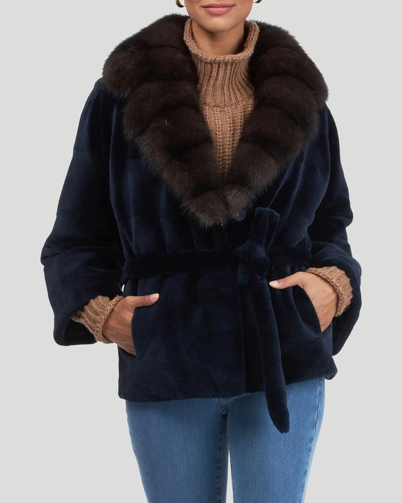 Gorski Sheared Mink Jacket with Sable Collar and Belt 1