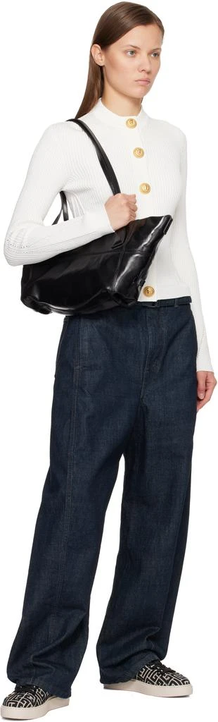 Balmain Black Small Track Zips Calfskin Bag 4