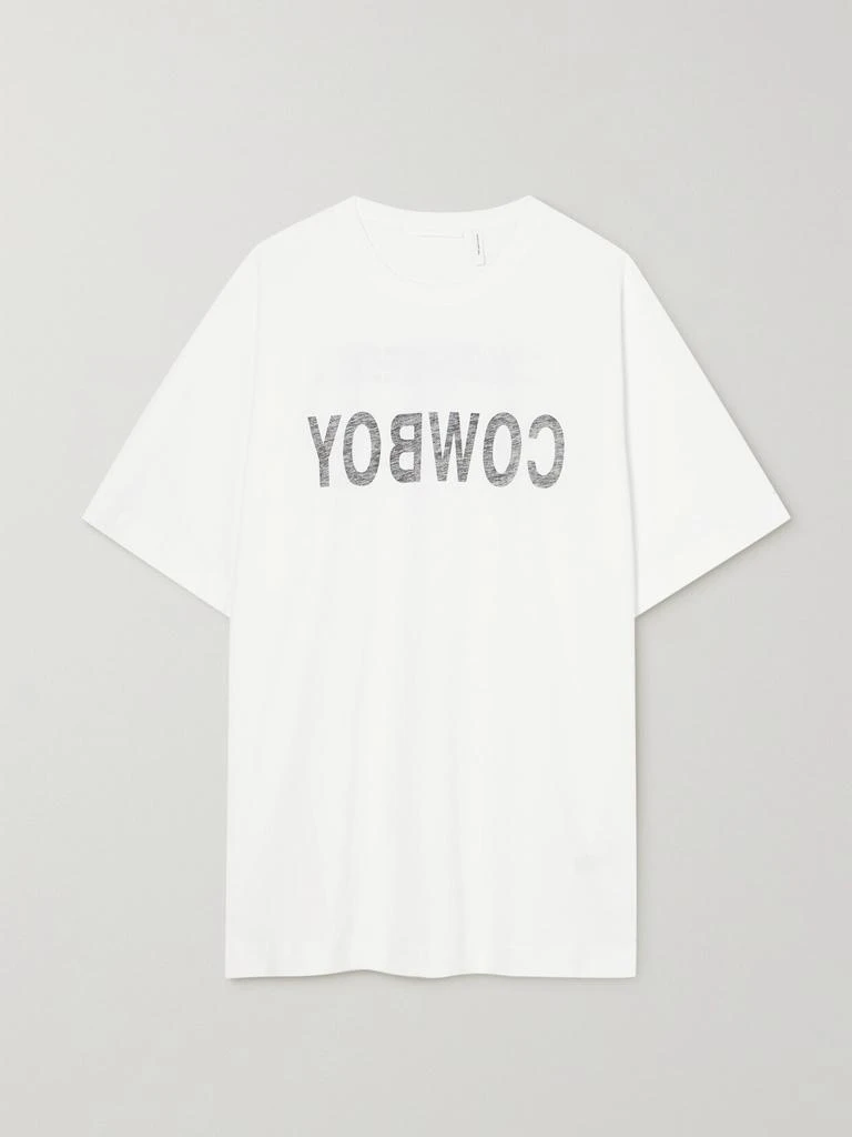 Helmut Lang Cowboy 印花纯棉平纹布 T 恤 1