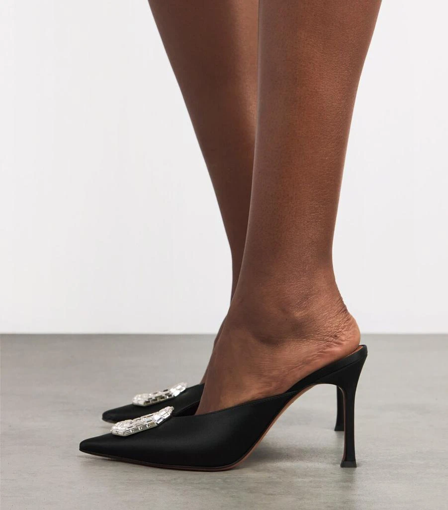 Amina Muaddi Satin Camelia Mules 90 2