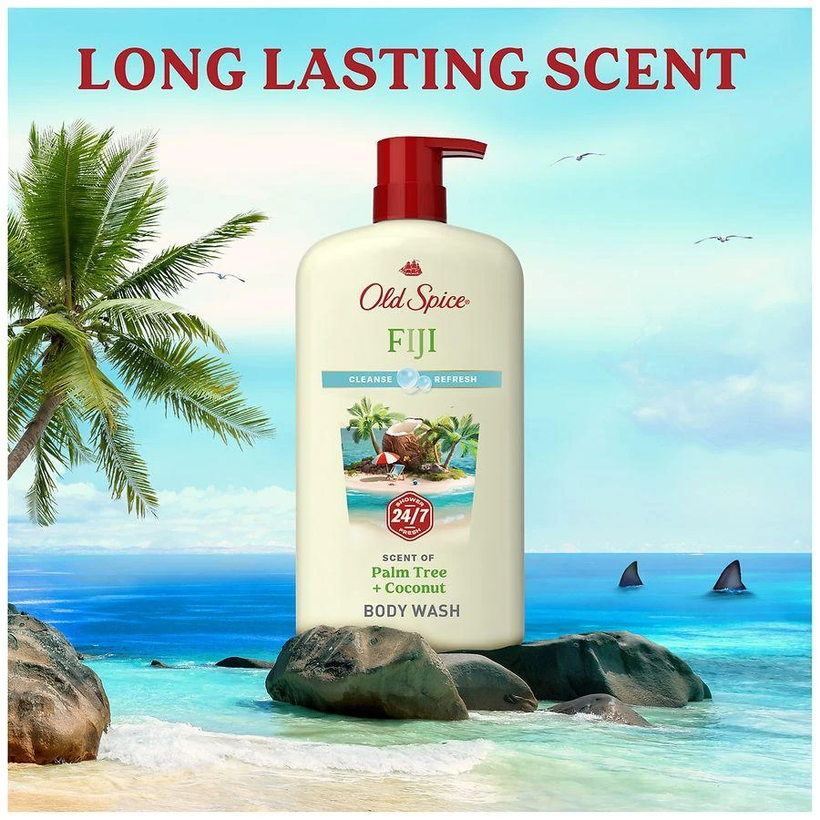 Old Spice Men's Body Wash, 24/7 Shower Fresh Fiji, Palm Tree + Coconut 7