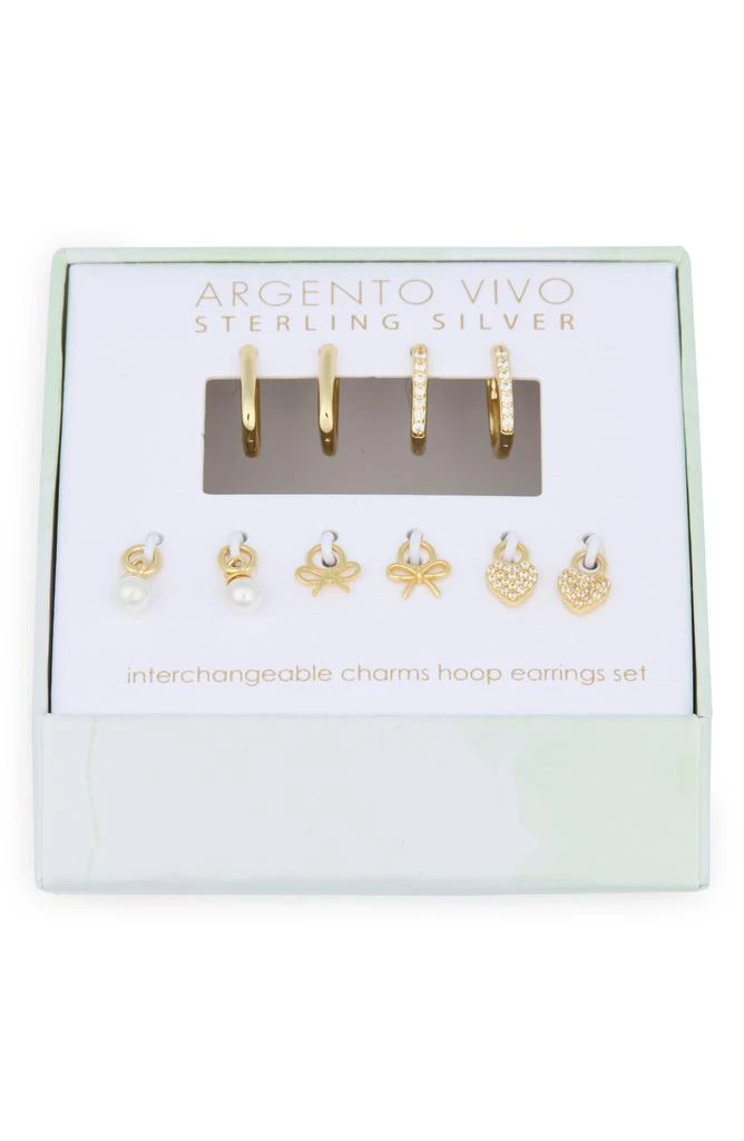Argento Vivo Sterling Silver Mixed CZ Charms 
2-Pack Huggie Hoop Earrings