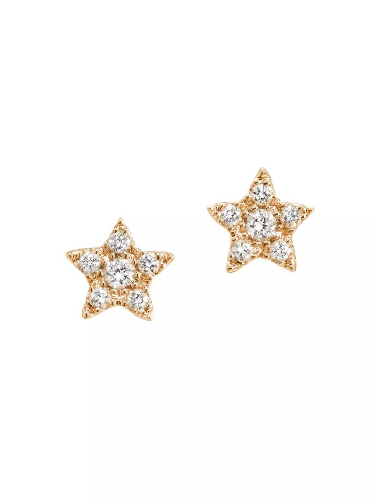 DJULA Magic Touch 18K Yellow Gold & Diamond Star Stud Earrings