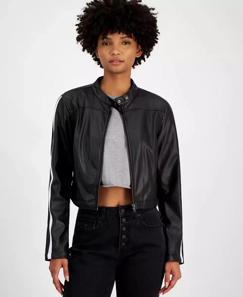 Tinseltown Juniors' Faux-Leather Long-Sleeve Moto Jacket 1