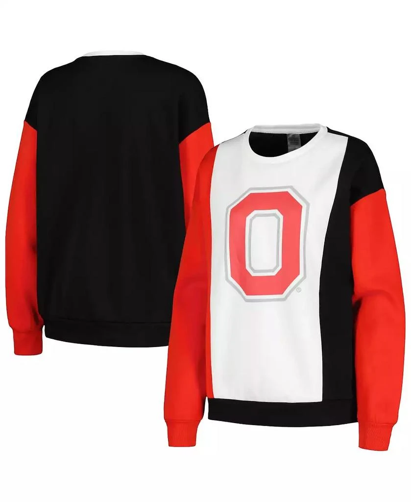 Gameday Couture Women's White, Black Ohio State Buckeyes Vertical Color-Block Pullover Sweatshirt 1