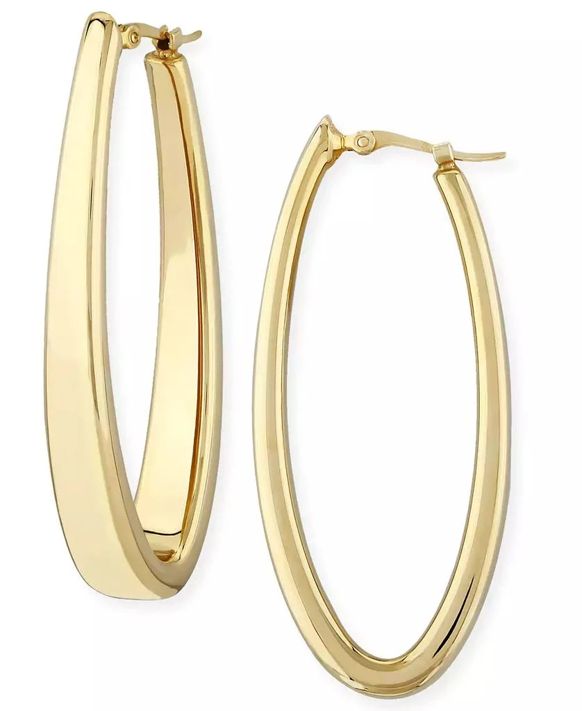 Macy's Oval Oblong Hoop Earrings Set in 14k Yellow Gold 1