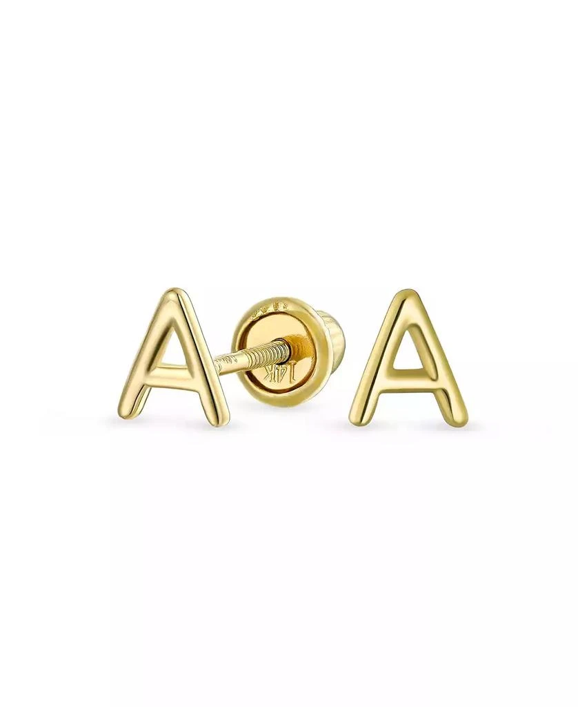 Bling Jewelry ABC Minimalist Yellow 14K Gold Capital Block Alphabet Letter Initial Stud Earrings Safety Ball Screwback Posts