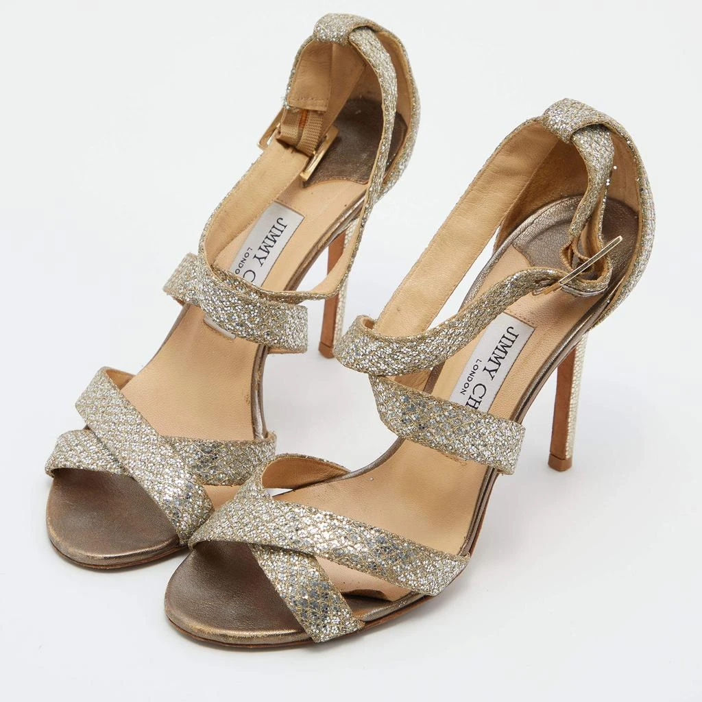 Jimmy Choo Jimmy Choo Gold Glitter Louise Strappy Sandals Size 38 2