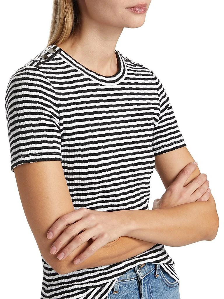 VERONICA BEARD Draya Striped Knit T-Shirt 6