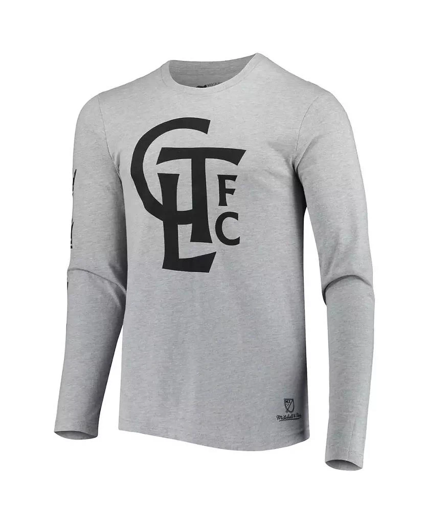 Mitchell & Ness Men's Heathered Gray Charlotte FC Logo Long Sleeve T-shirt 2