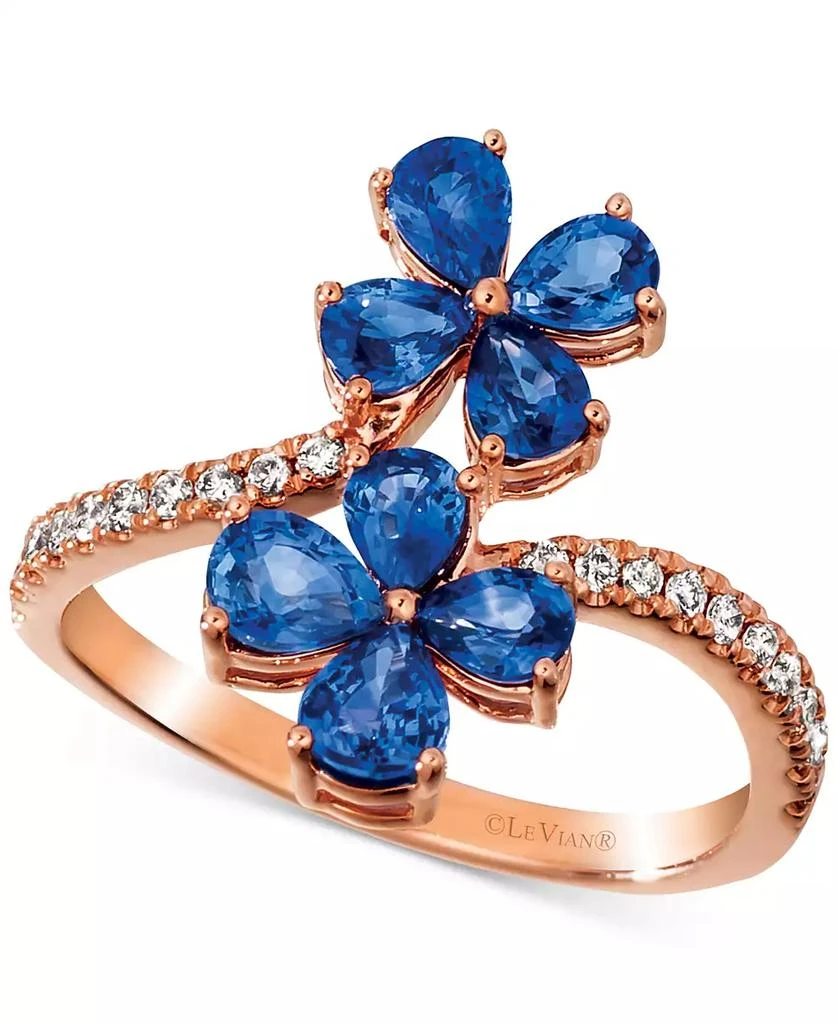 Le Vian Blueberry Sapphire (1-1/2 ct. t.w.) & Nude Diamond (1/5 ct. t.w.) Flower Statement Ring in 14k Rose Gold 1