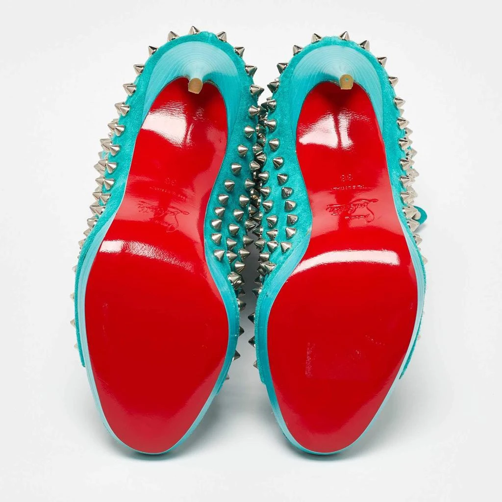 Christian Louboutin Christian Louboutin Aqua Blue Suede Guerilla Spiked Ankle Length Boots Size 36 6