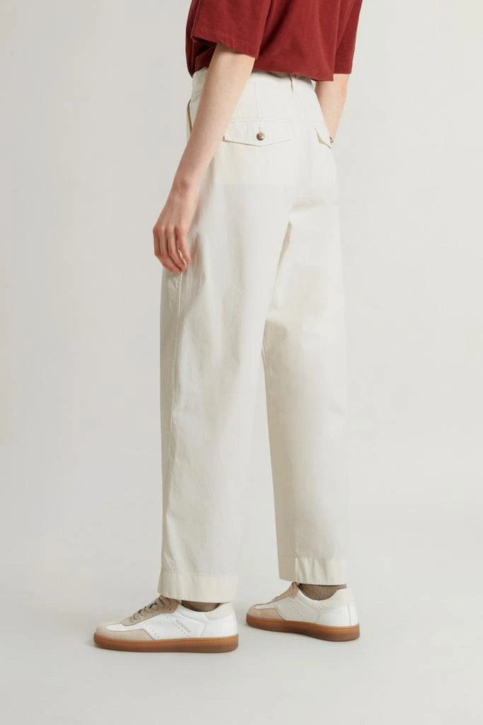 Woolrich Garment-Dyed Pure Cotton Chino Pants - Women - White 3