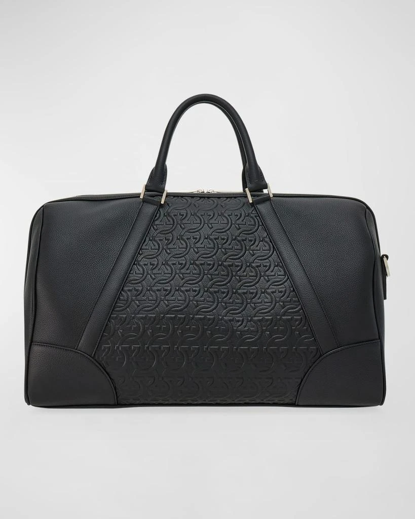 Salvatore Ferragamo Men's Gancini Embossed Leather Travel Duffel Bag 1