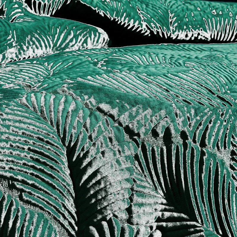 Paoletti Paoletti Palmeria Velvet Quilted Duvet Set (Emerald Green) (Twin) (UK Single) TWIN 2