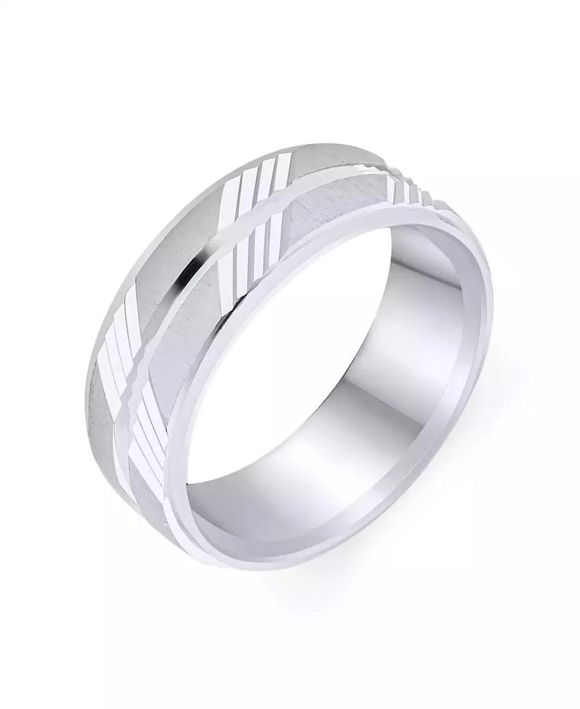 Bling Jewelry Stash Striped Pattern .925 Sterling Eternity Band Ring Wide 3