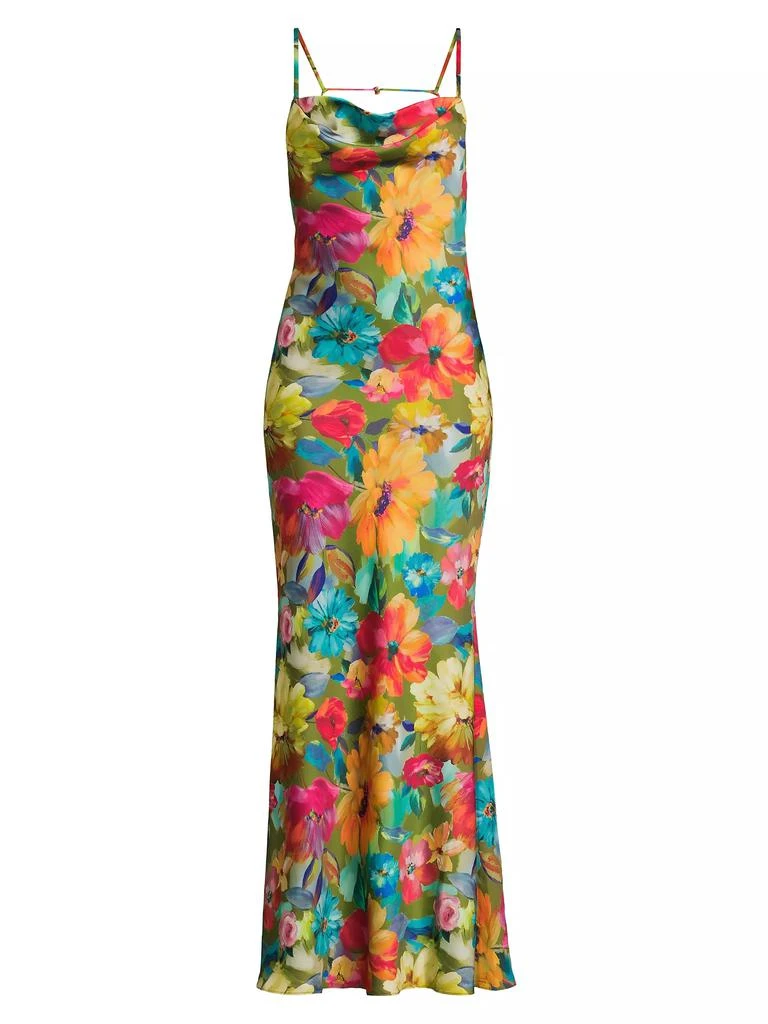 Liv Foster Floral Stretch Satin Column Gown 1