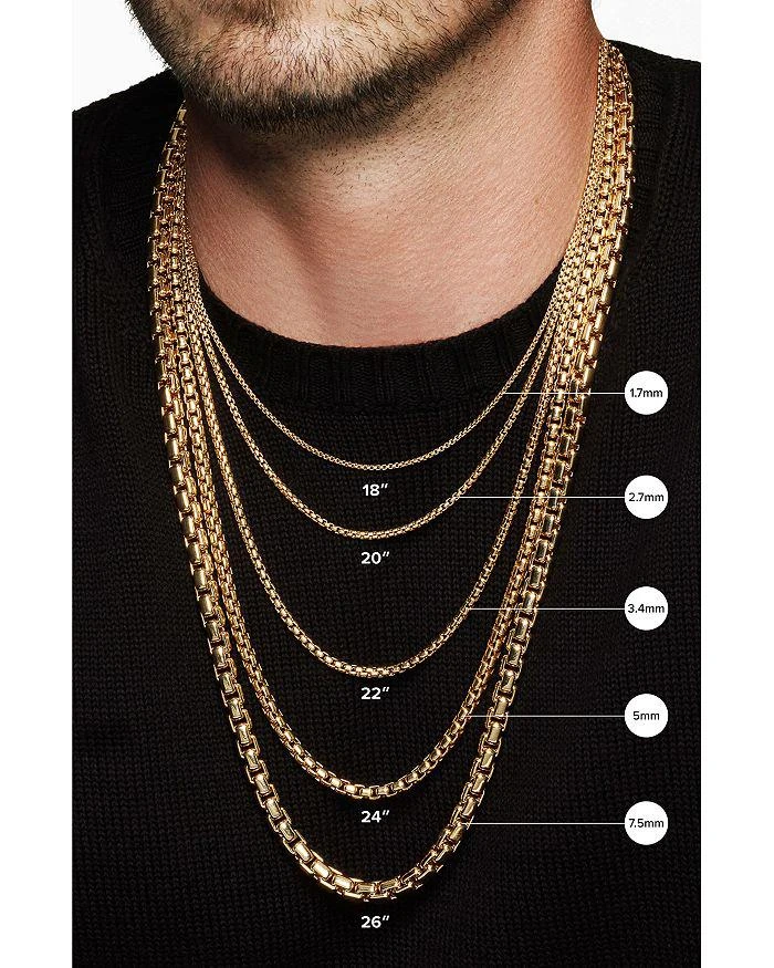 David Yurman Men's 18K Yellow Gold Medium Box Chain Necklace 18"-26", 3.4mm 2