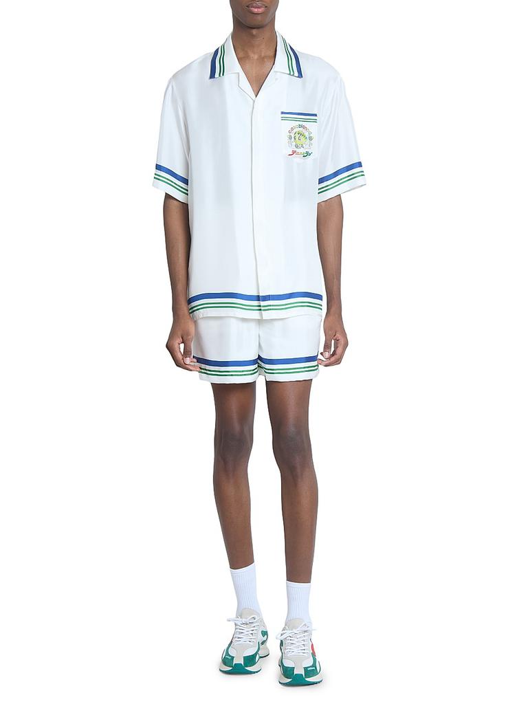 Casablanca Tennis Ball Silk Short-Sleeve Shirt