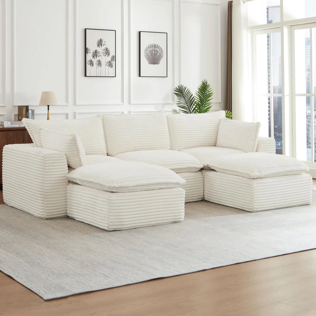 Streamdale Furniture Streamdale Cloud Sectional Couches for Living Room, Convertible L-Shape Couch with Ottoman 2