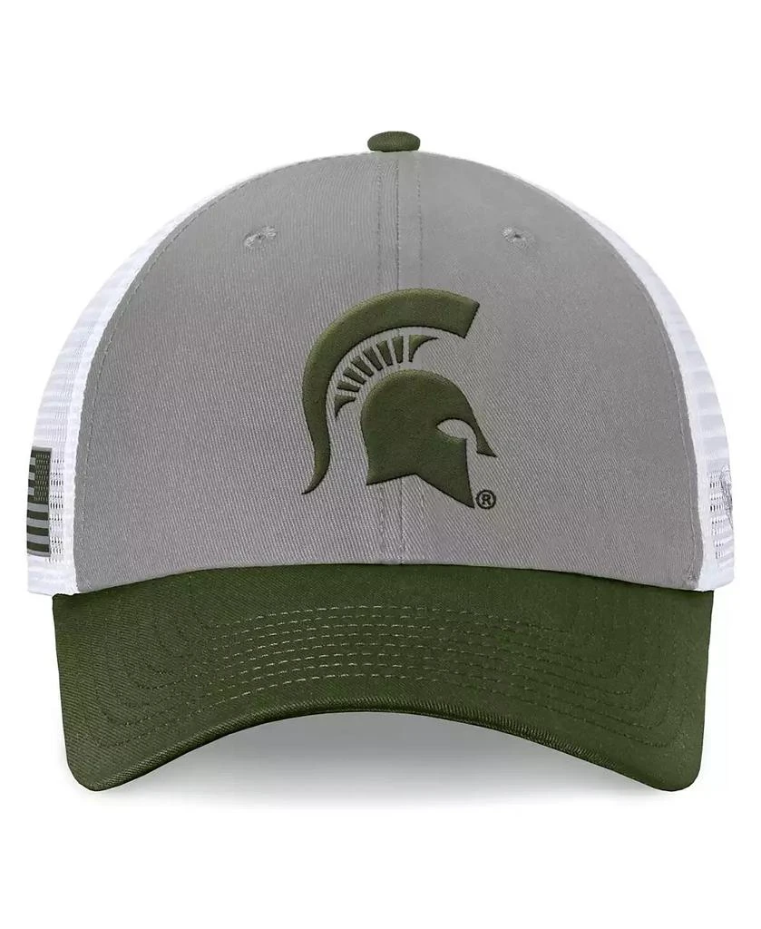 Top of the World Men's Gray/Green Michigan State Spartans OHT Military Appreciation Badge Trucker Adjustable Hat 2