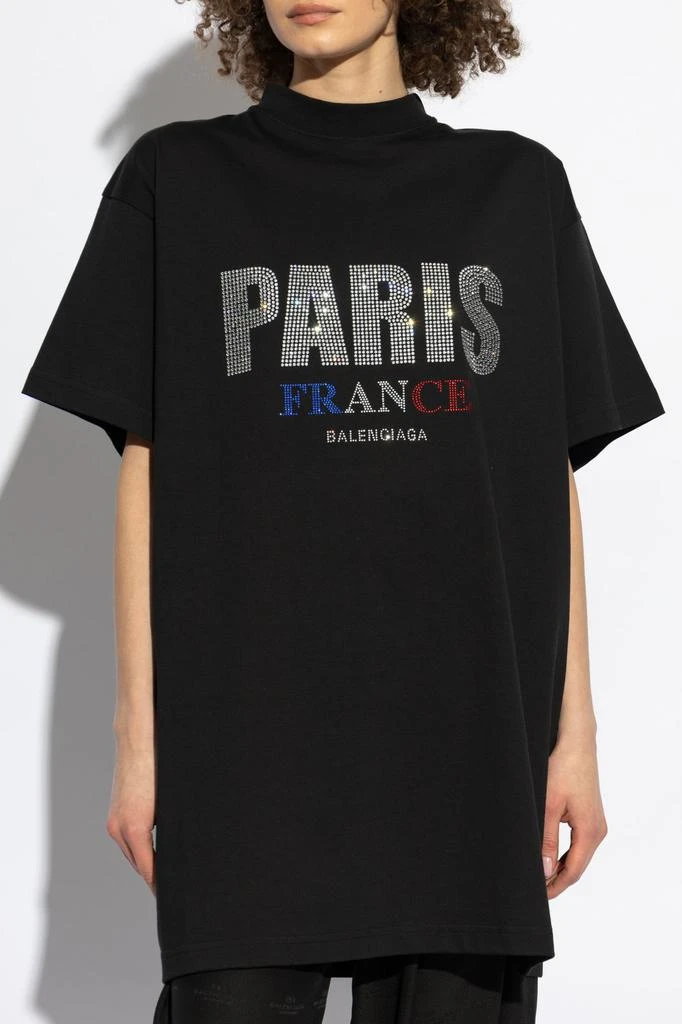 Balenciaga Balenciaga Logo Embellished Mockneck T-Shirt 2