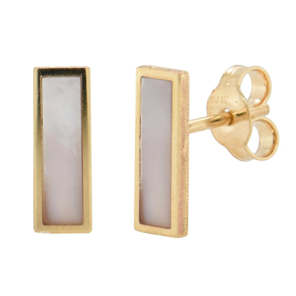 Sabrina Designs 14K Gold Mother of Pearl Bar Stud Earrings 1