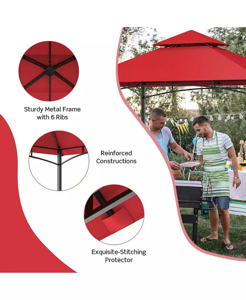 GOUUN 8 x 5 Feet Outdoor Barbecue Grill Gazebo Canopy Tent BBQ Shelter-Red 10