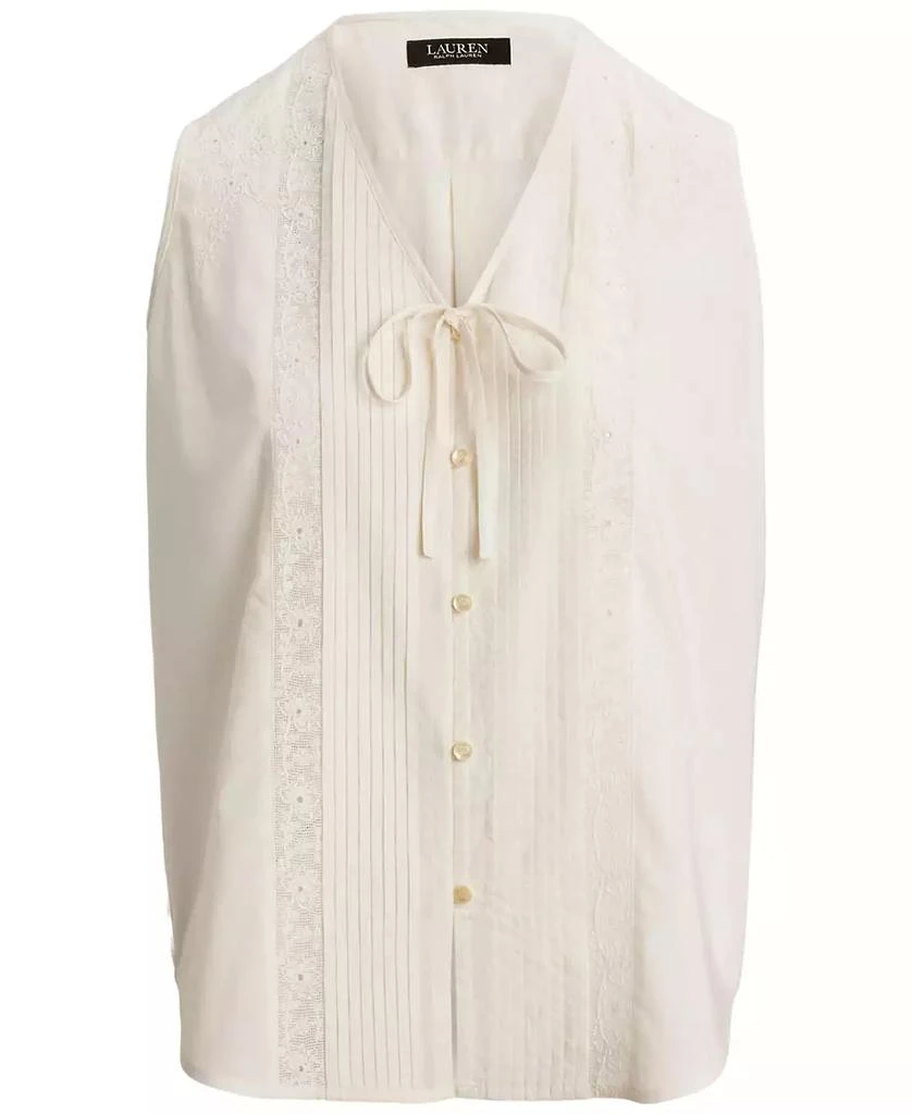 Ralph Lauren Women's Embroidered Voile Sleeveless Blouse 5