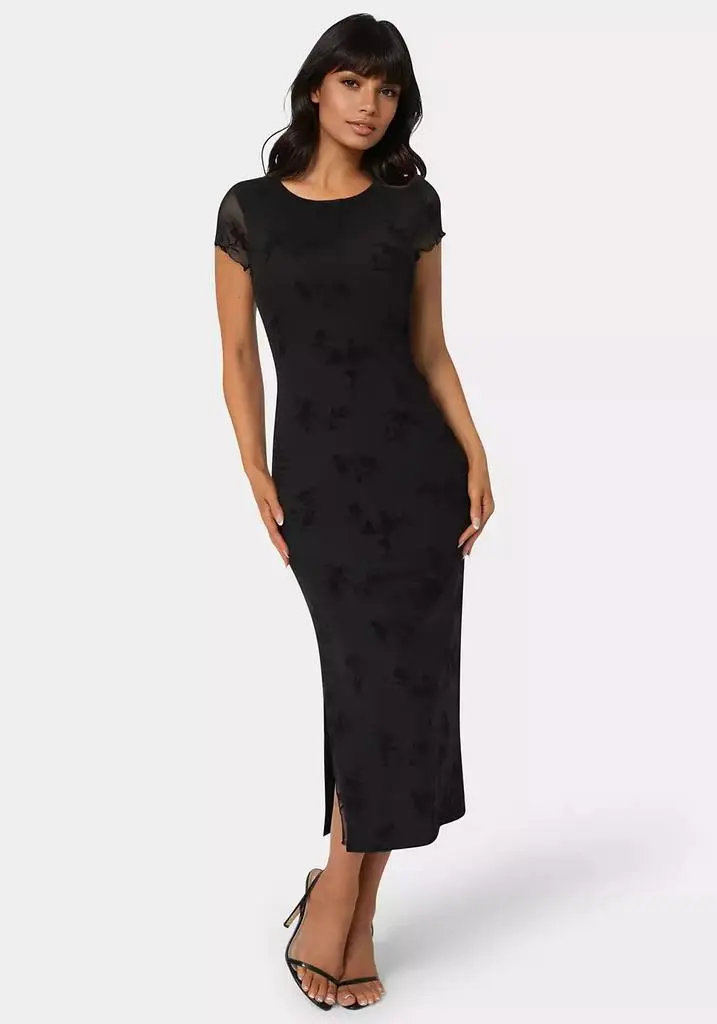 Bebe Women's Flocking Mesh T-Shirt Maxi Dress