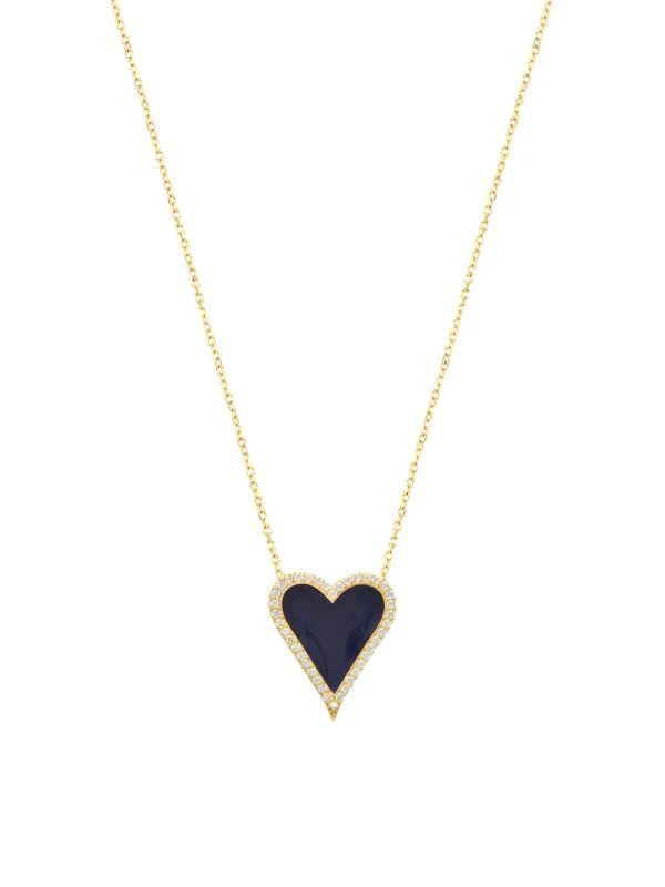 Gabi Rielle Cubic Zirconia & Enamel Pave Border Heart Pendant Necklace 1