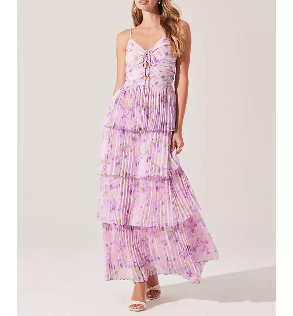 ASTR Women's Daytona Tie-Front Pleated Maxi Dress