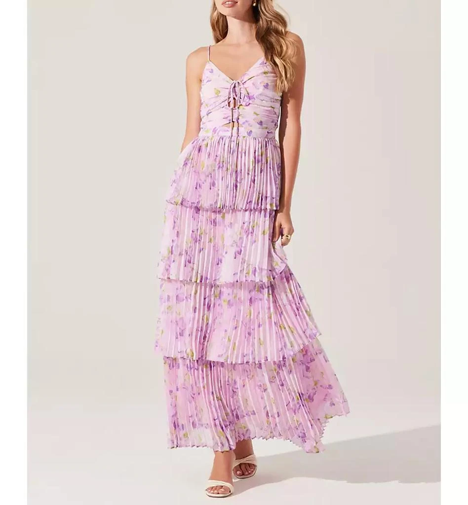 ASTR Women's Daytona Tie-Front Pleated Maxi Dress 1