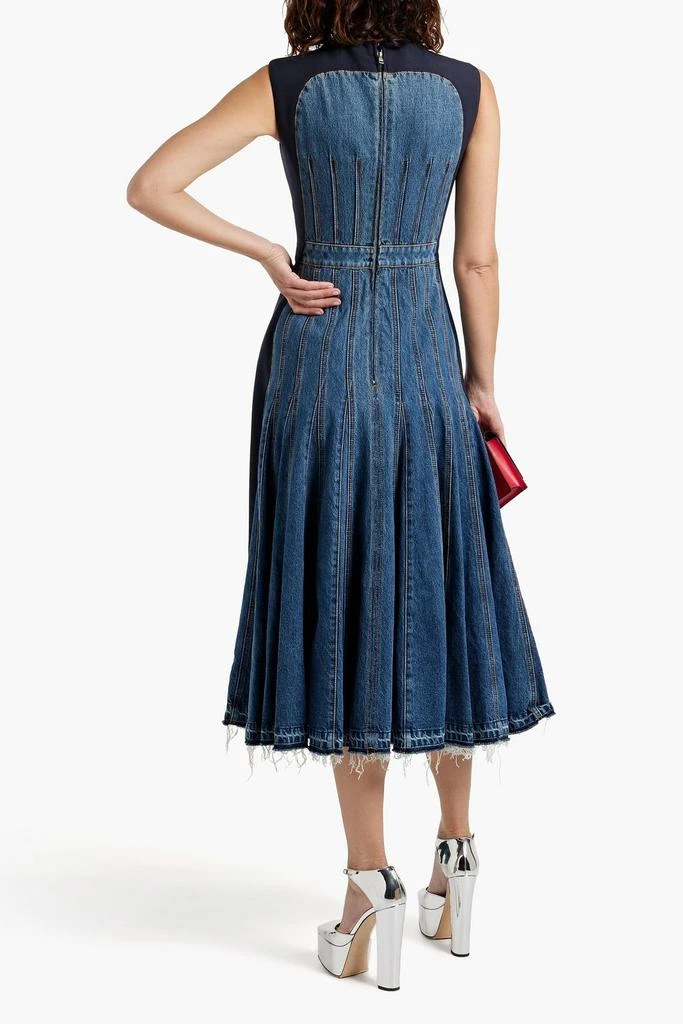 Alexander McQueen Lace-up wool-blend and denim midi dress 3