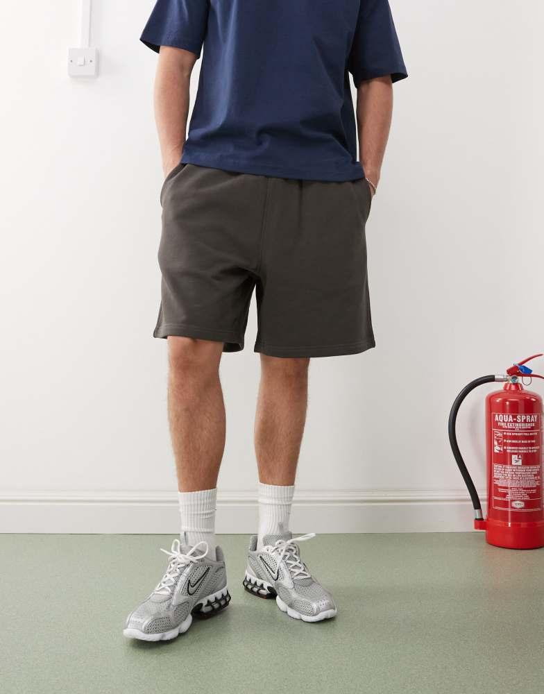 Weekday Weekday oversized jersey shorts in dark mole