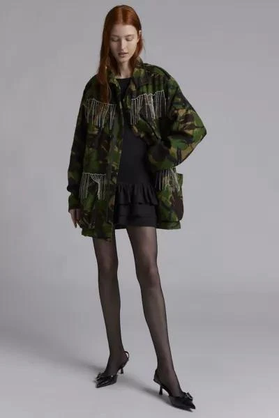 Urban Renewal ReMADE By UO Rhinestone Fringe Camo Jacket 3
