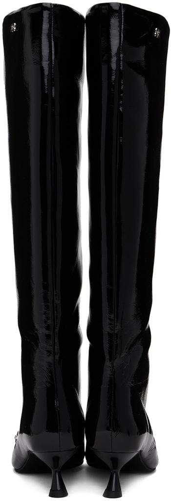 Shop Black Eyelets Slouchy High Shaft Boots on Sale at