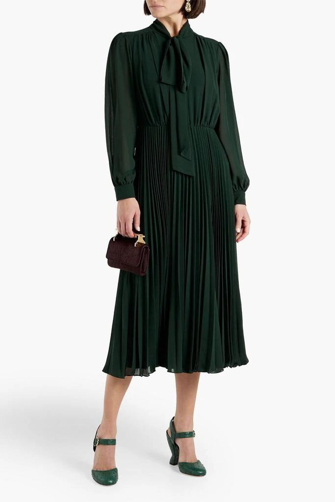 MIKAEL AGHAL Pussy-bow pleated  crepe midi dress 2
