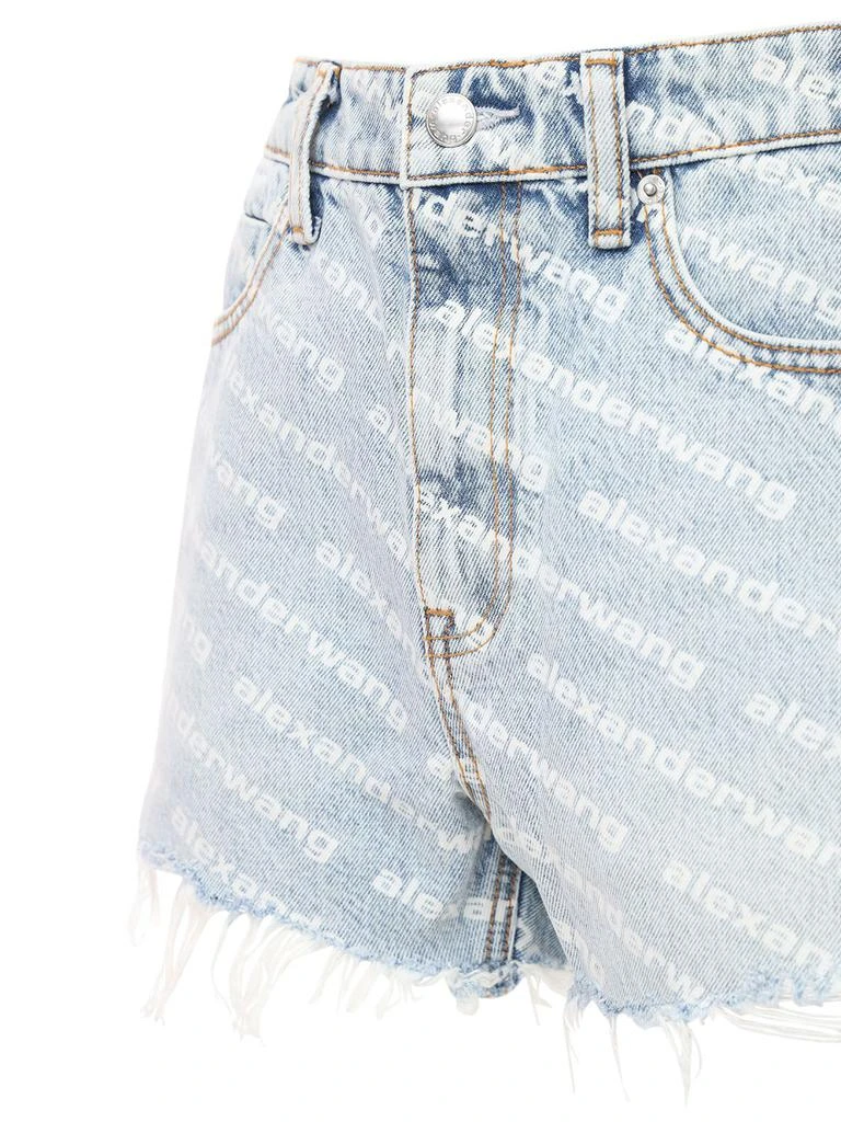 ALEXANDER WANG High Waist Flocked Logo Denim Shorts 3