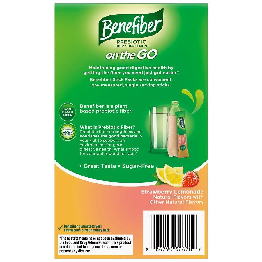 Benefiber On The Go Prebiotic Fiber Supplement Strawberry Lemonade 2