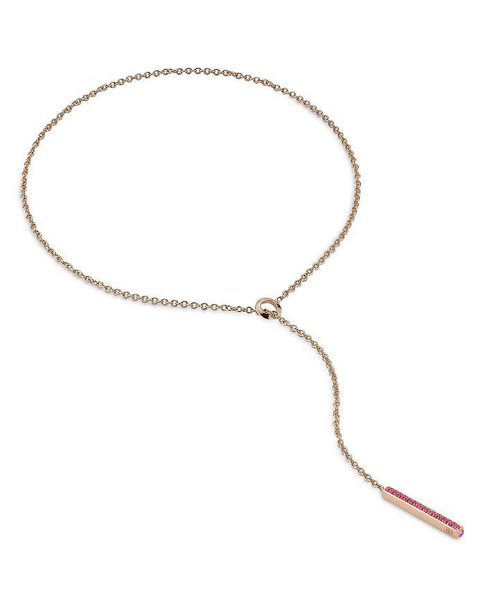 Walters Faith 18K Rose Gold Pink Sapphire Linear Bar Lariat Necklace, 18"