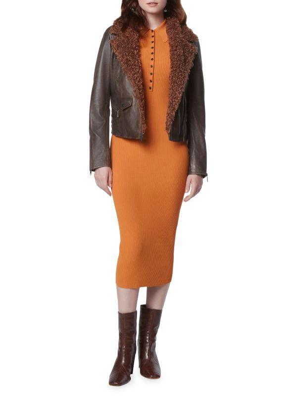 Andrew Marc Paley Leather & Faux Fur Moto Jacket 4