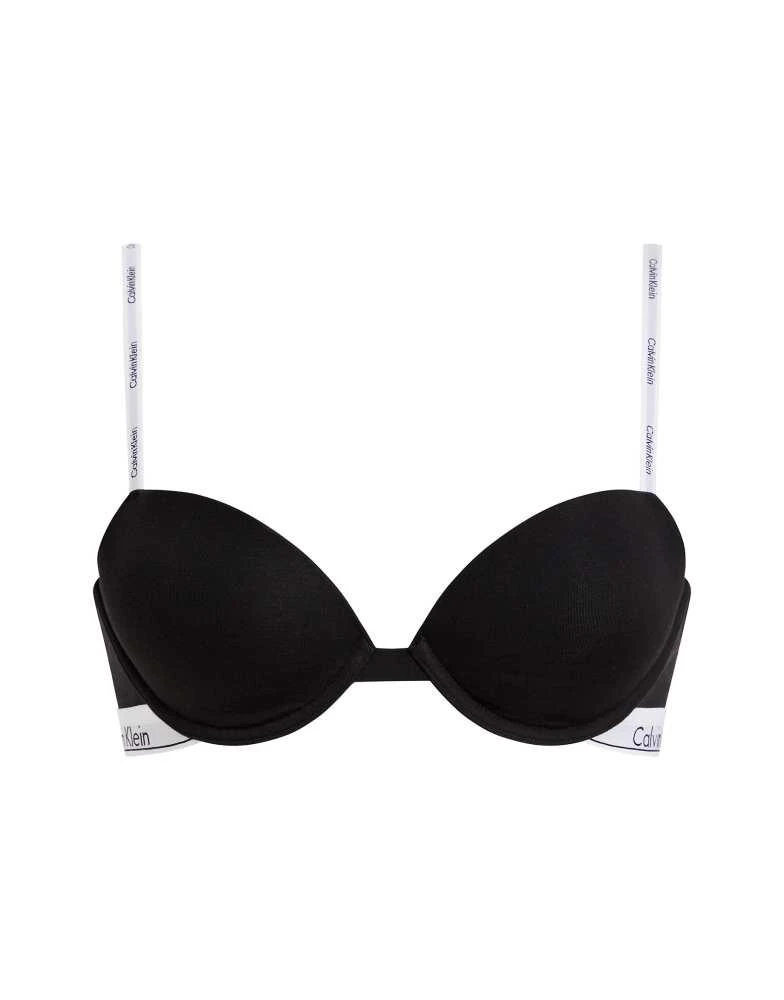 Calvin Klein Calvin Klein Modern Cotton lightly lined demi underwire bra with logo strap in black 4