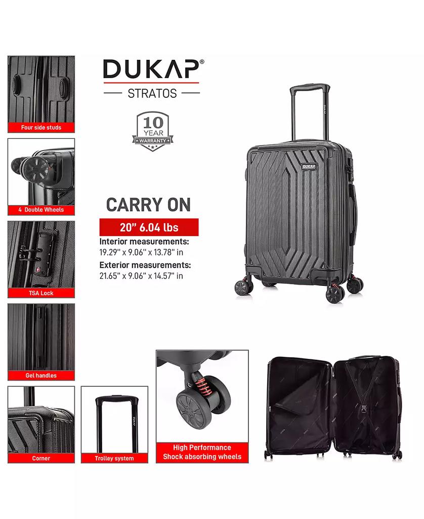 DUKAP Stratos Lightweight Hardside Spinner Luggage, 20"