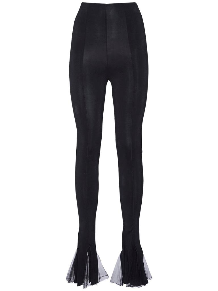 Nensi Dojaka Draped High Rise Jersey Pants W/ Tulle